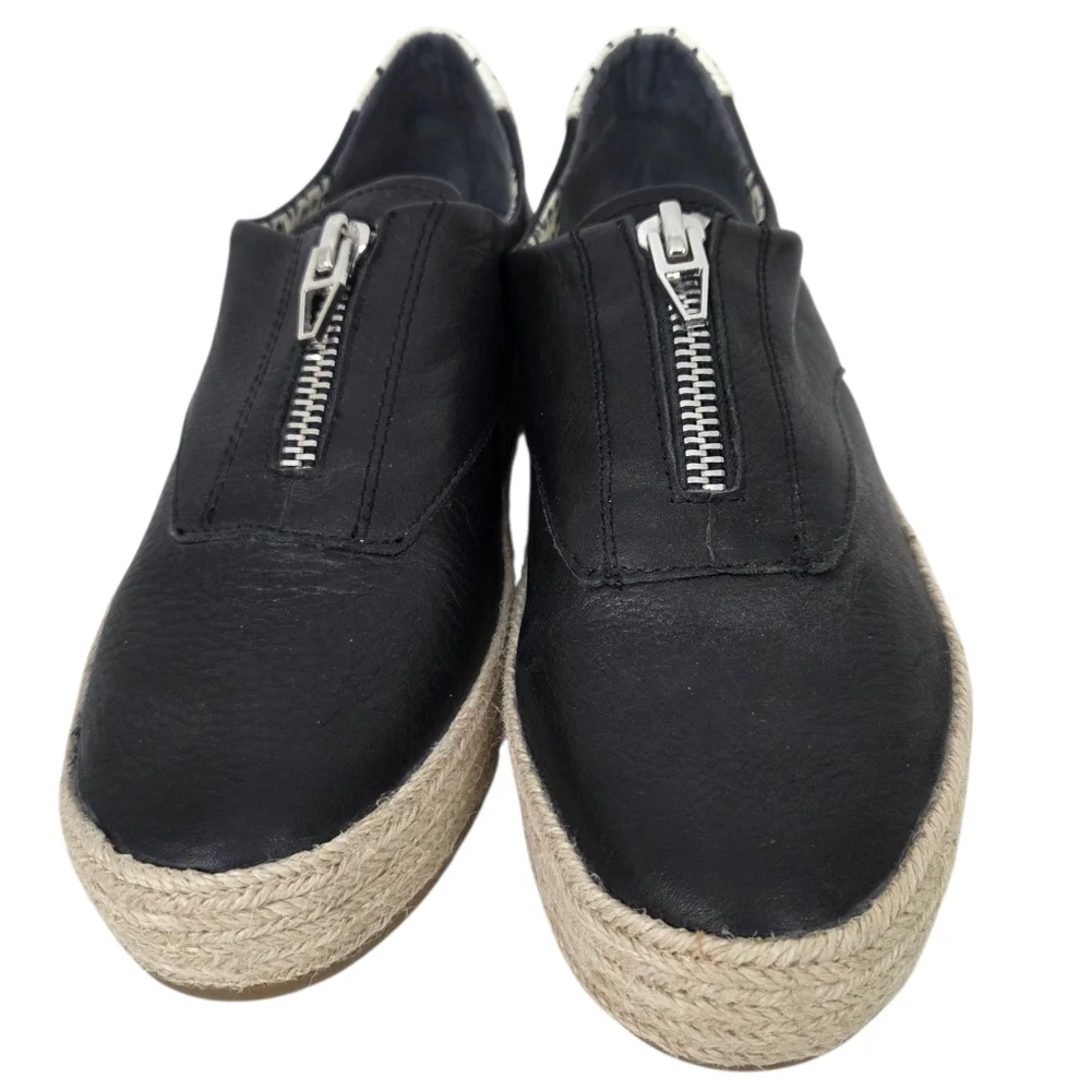 Dolce Vita Leather Espadrille Sneakers Zipper NEW Womens 10 Black